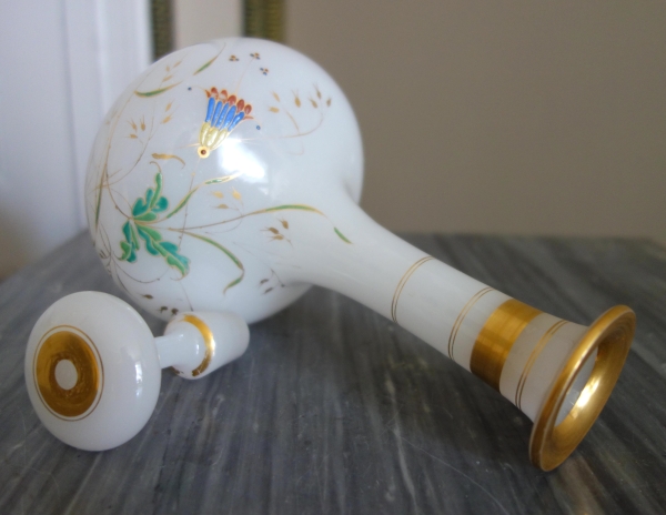 Baccarat crystal : opaline wine bottle, japanese-style enamelled and gilt pattern