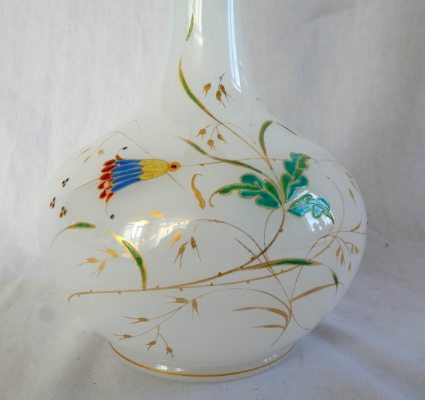 Baccarat crystal : opaline wine bottle, japanese-style enamelled and gilt pattern