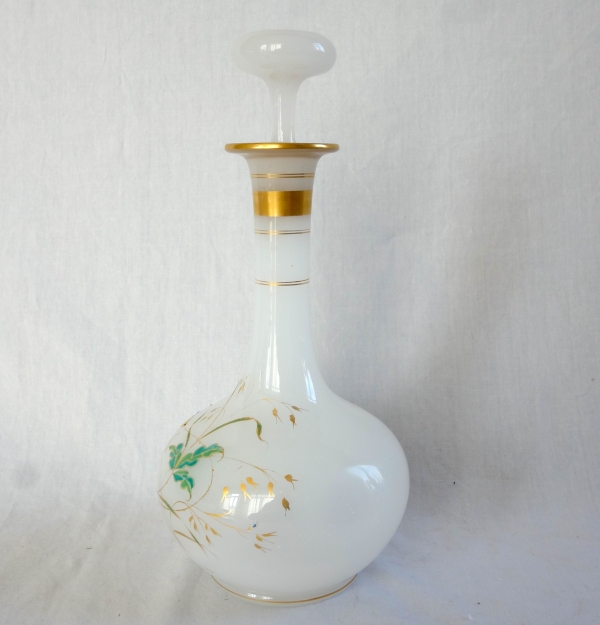 Baccarat crystal : opaline wine bottle, japanese-style enamelled and gilt pattern
