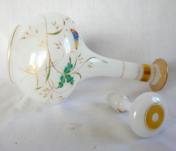 Baccarat crystal : opaline wine bottle, japanese-style enamelled and gilt pattern