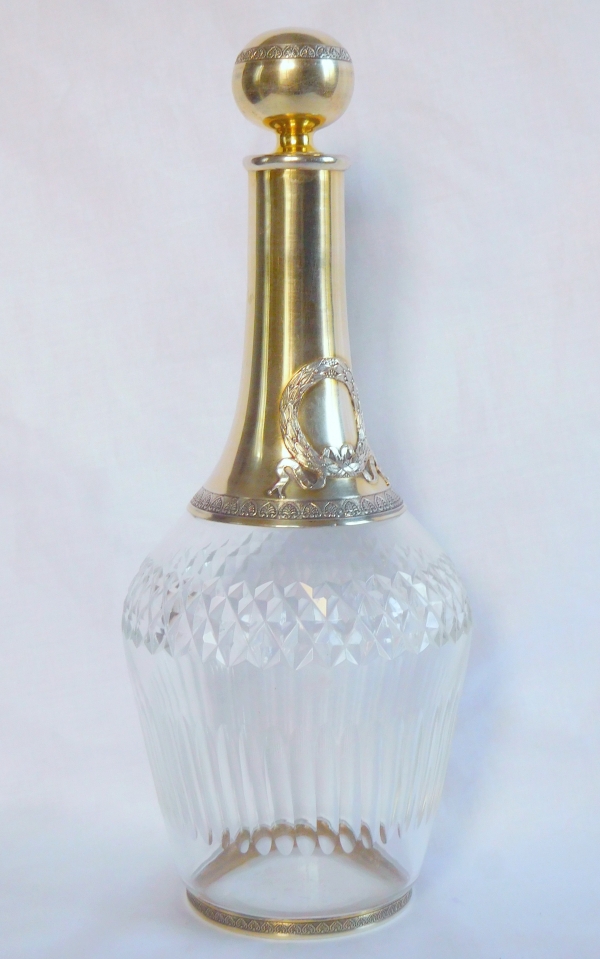 Empire style Baccarat crystal and vermeil wine decanter