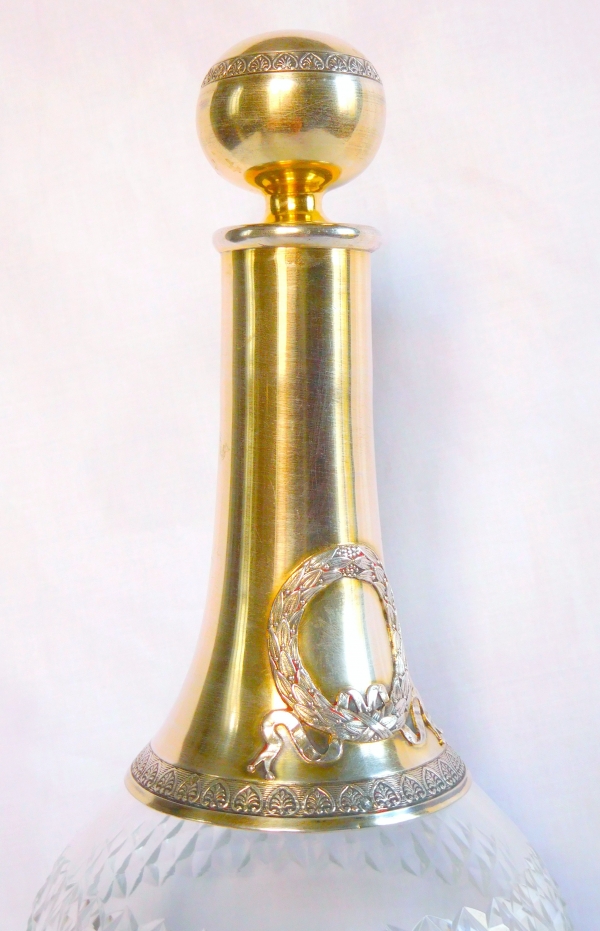 Empire style Baccarat crystal and vermeil wine decanter