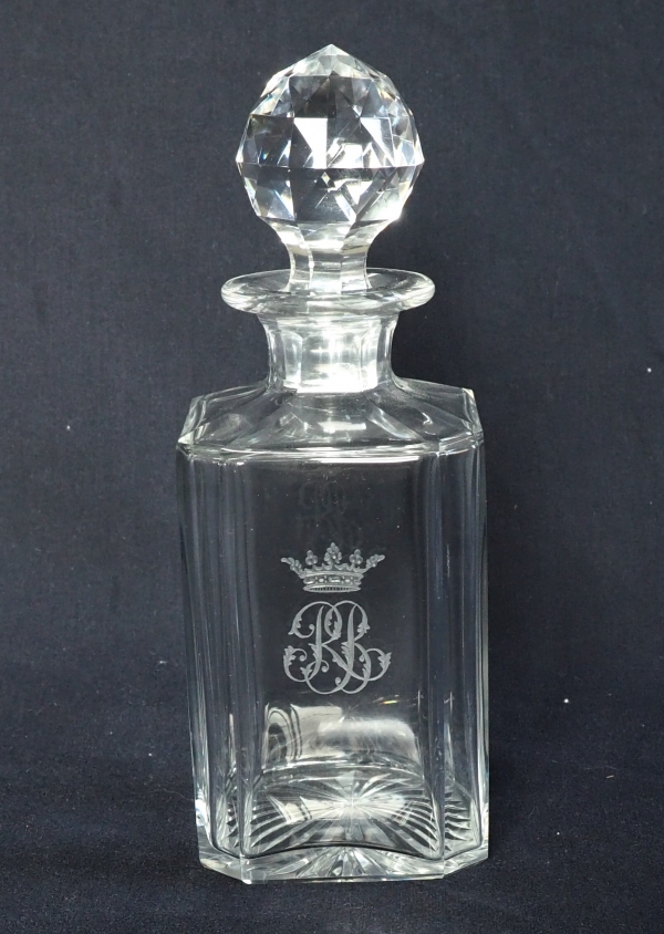 Baccarat crystal whisky bottle / brandy bottle, crown of Marquis