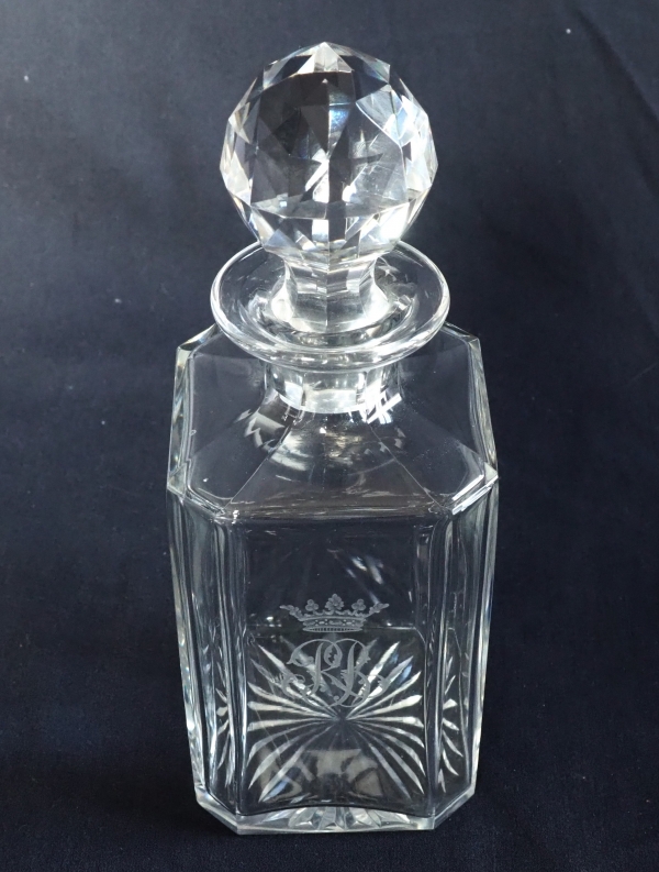 Baccarat crystal whisky bottle / brandy bottle, crown of Marquis