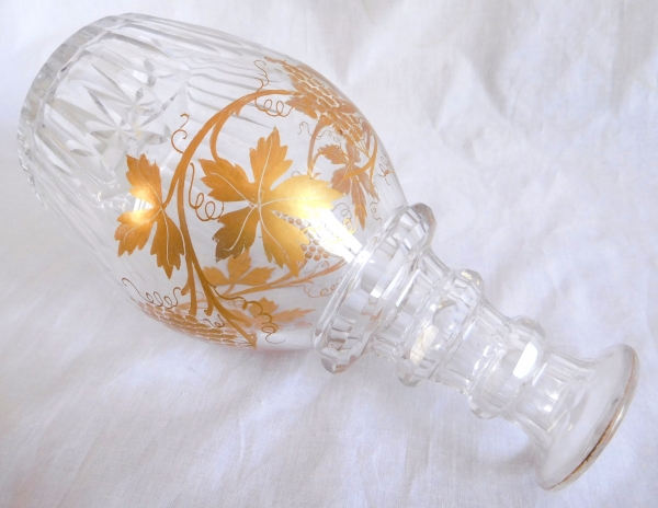 Carafe à whisky ou cognac en cristal de Baccarat taillé et doré - époque 1860