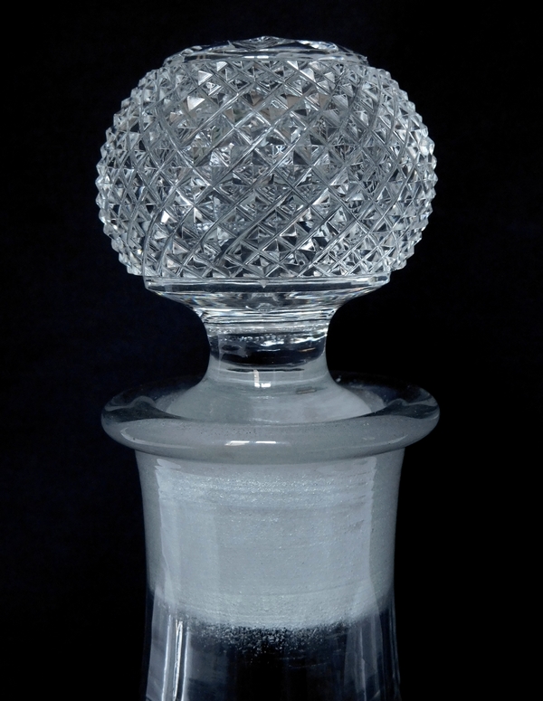 Carafe à vin / flacon à whisky en cristal du Creusot finement taillé vers 1830
