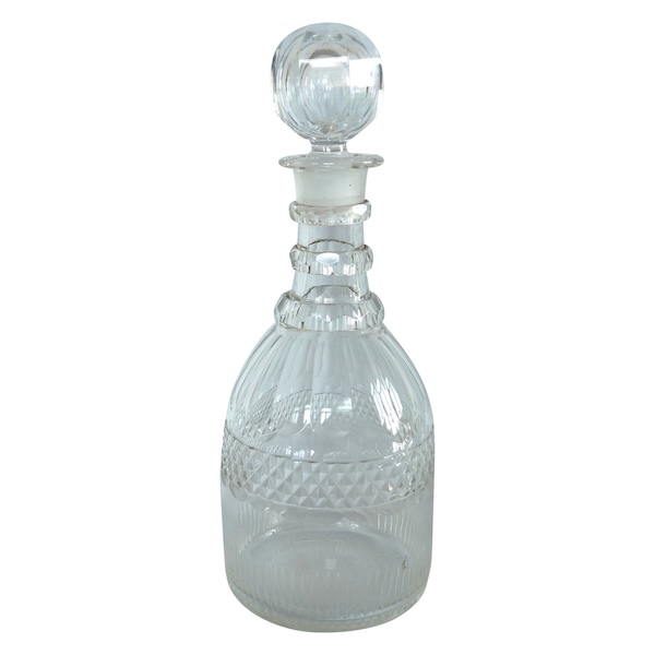 Carafe à whisky ou cognac en cristal du Creusot taillé - vers 1830