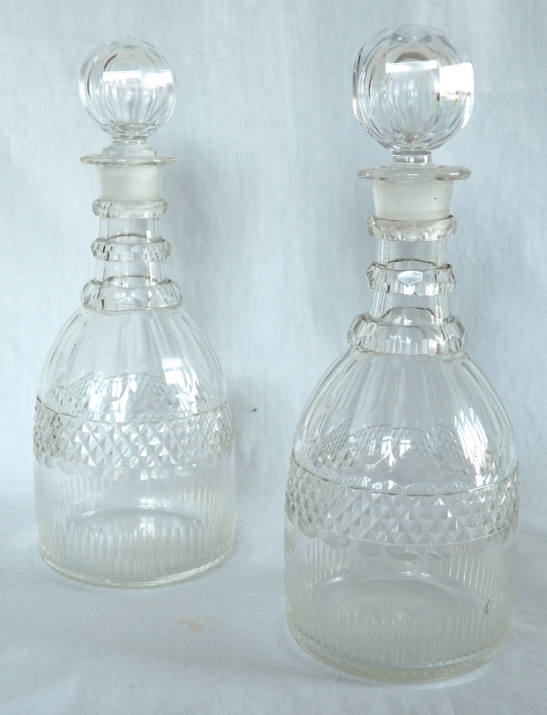 Carafe à whisky ou cognac en cristal du Creusot taillé - vers 1830