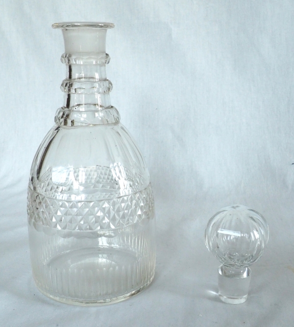 Carafe à whisky ou cognac en cristal du Creusot taillé - vers 1830