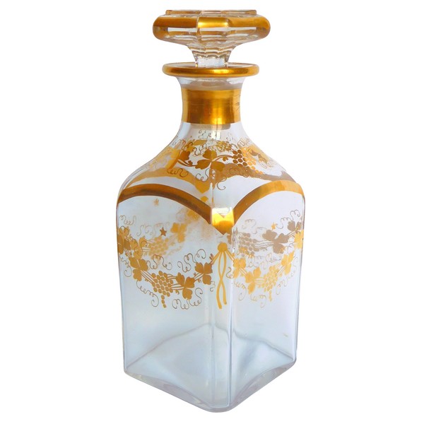 Carafe à whisky ou liqueur en cristal de Baccarat doré d'époque Napoléon III