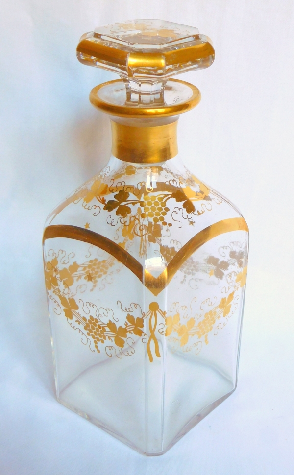 Baccarat Crystal Liquor Decanter Enhanced With Fine Gold, 19th century circa 1860