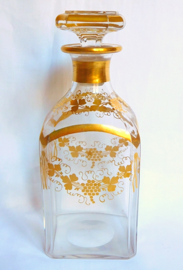 Baccarat Crystal Liquor Decanter Enhanced With Fine Gold, 19th century circa 1860