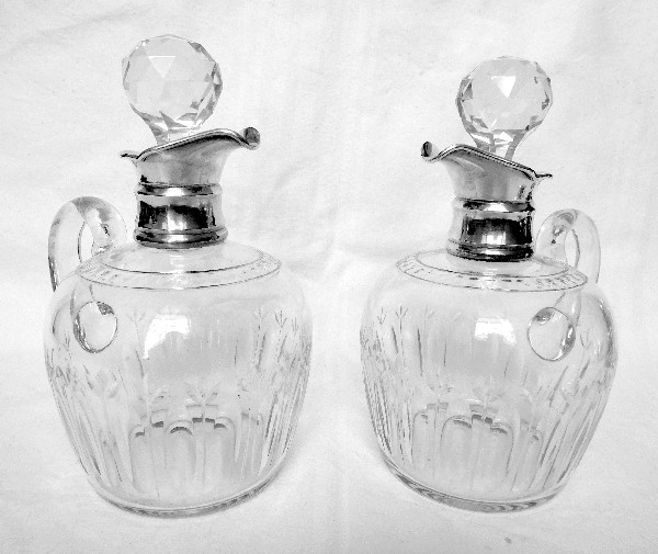Antique French Baccarat crystal & sterling silver whisky decanter