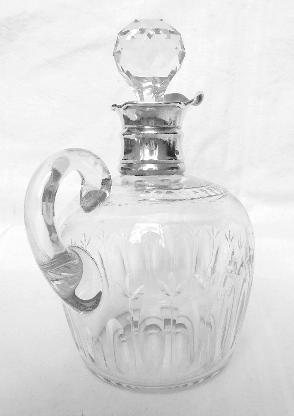Antique French Baccarat crystal & sterling silver whisky decanter