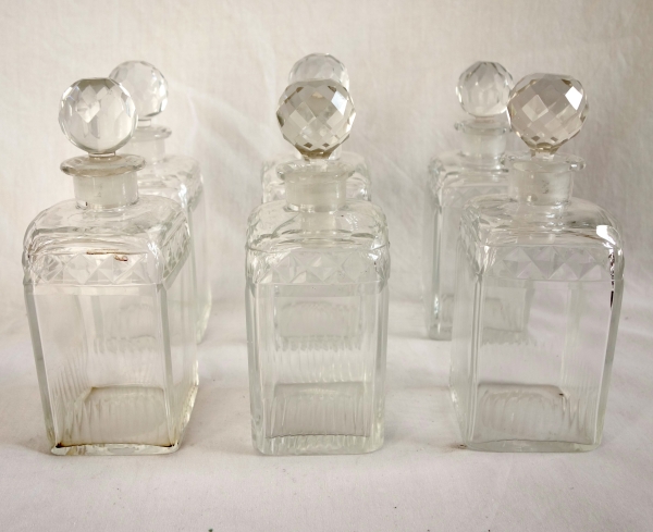 Cave à liqueur d'époque Empire en cristal du Creusot et ronce de noyer