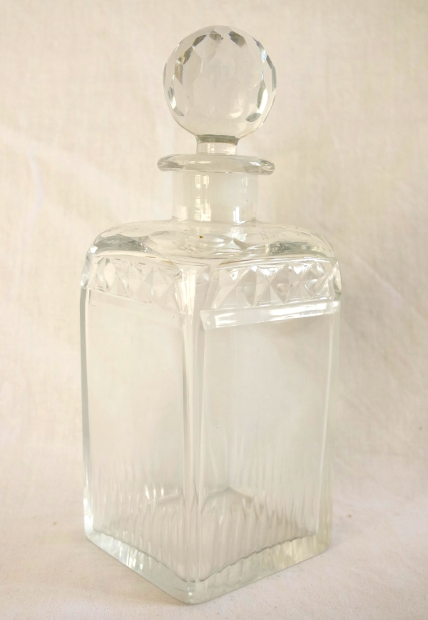 Cave à liqueur d'époque Empire en cristal du Creusot et ronce de noyer