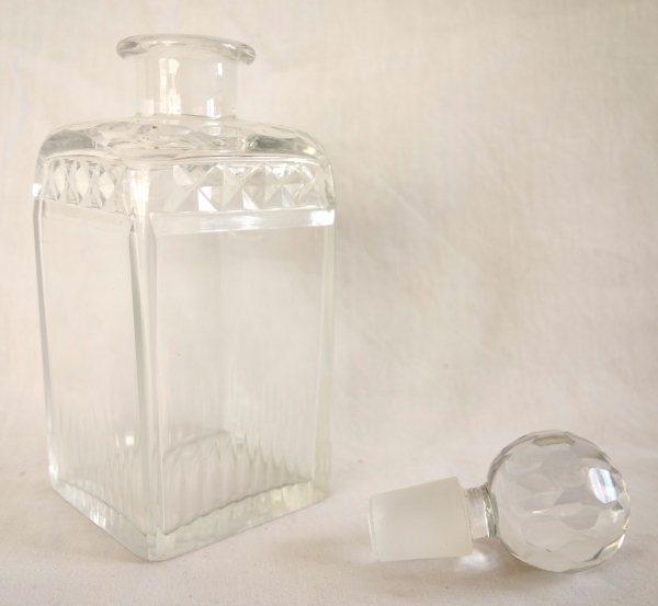 Cave à liqueur d'époque Empire en cristal du Creusot et ronce de noyer
