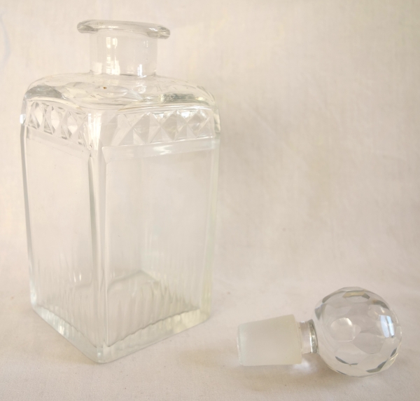 Cave à liqueur d'époque Empire en cristal du Creusot et ronce de noyer