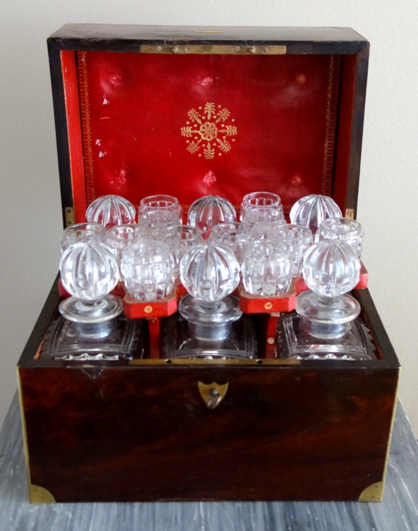 Empire liquor set, mahogany and Le Creusot crystal, early 19th century