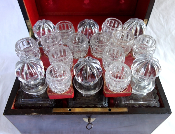 Empire liquor set, mahogany and Le Creusot crystal, early 19th century