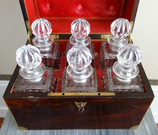 Empire liquor set, mahogany and Le Creusot crystal, early 19th century