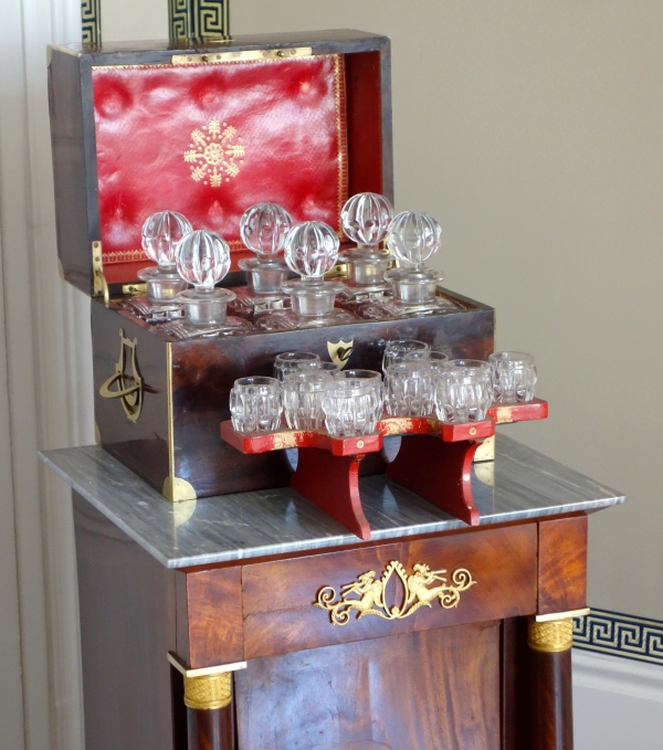 Empire liquor set, mahogany and Le Creusot crystal, early 19th century