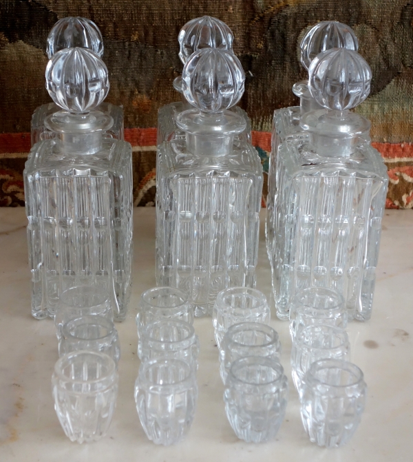 Empire liquor set, mahogany and Le Creusot crystal, early 19th century