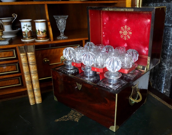 Empire liquor set, mahogany and Le Creusot crystal, early 19th century