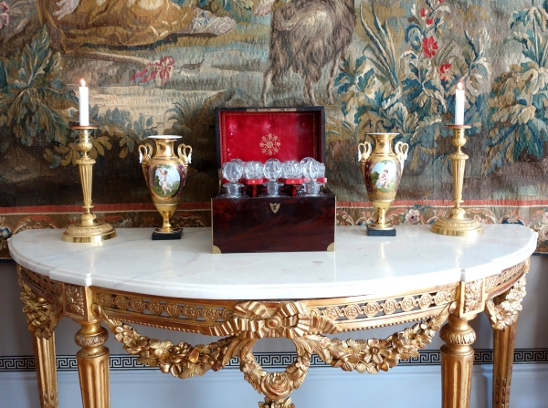 Empire liquor set, mahogany and Le Creusot crystal, early 19th century