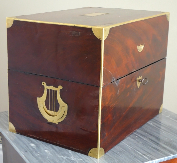 Empire liquor set, mahogany and Le Creusot crystal, early 19th century