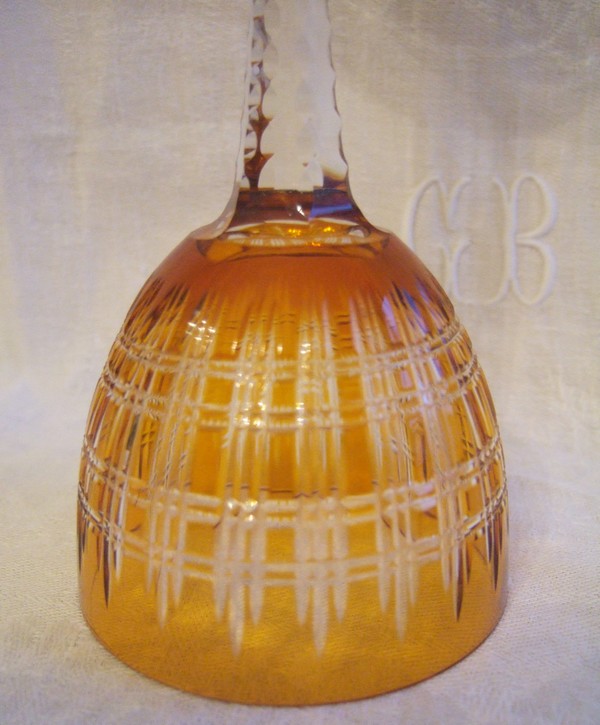 Verre à vin du Rhin en cristal de Baccarat, modèle Cavour, orange overlay