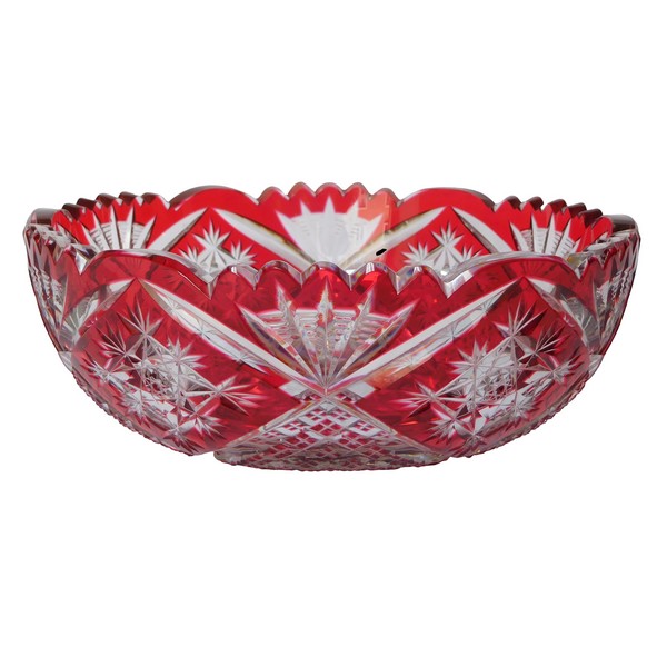 Baccarat crystal salad bowl / cup / trinket bowl, red overlay cut crystal