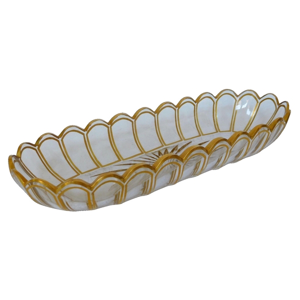 Coupe à brosse en cristal de Baccarat, modèle Cannelures réhaussé de filets or