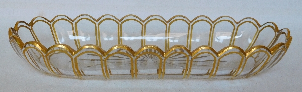 Coupe à brosse en cristal de Baccarat, modèle Cannelures réhaussé de filets or