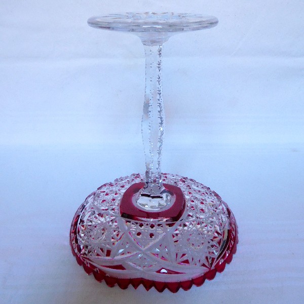 Baccarat crystal fruit bowl or candy cup, red overlay crystal
