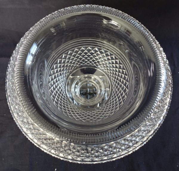 Le Creusot : coupe compotier, centre de table en cristal taillé, époque Empire Restauration