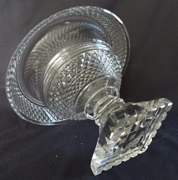 Le Creusot : coupe compotier, centre de table en cristal taillé, époque Empire Restauration
