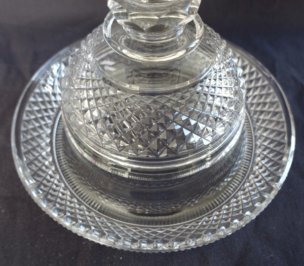 Le Creusot : coupe compotier, centre de table en cristal taillé, époque Empire Restauration