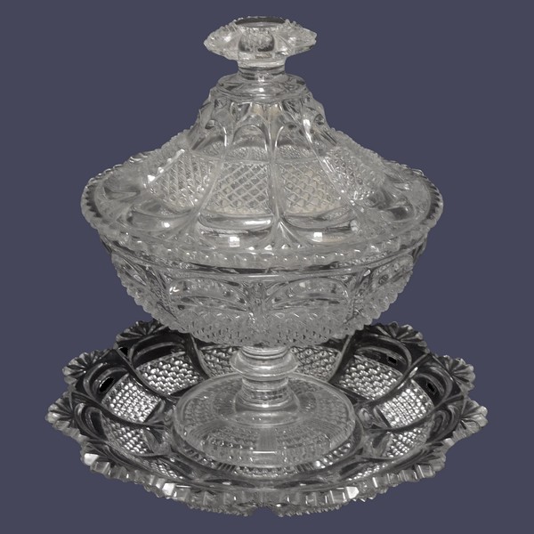 Drageoir en cristal de Baccarat / Le Creusot taillé et moulé, époque XIXe siècle