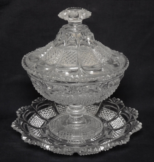Baccarat / Le Creusot crystal candy pot, 19th century circa 1830-40