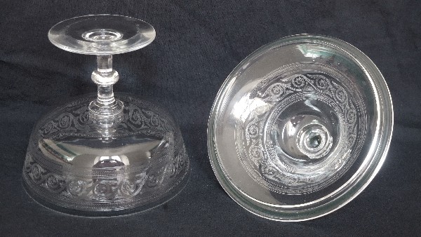 French antique Baccarat crystal candy box or jam or sugar pot