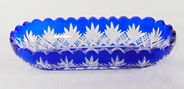 Baccarat crystal pin box, cobalt blue overlay crystal, Douai pattern