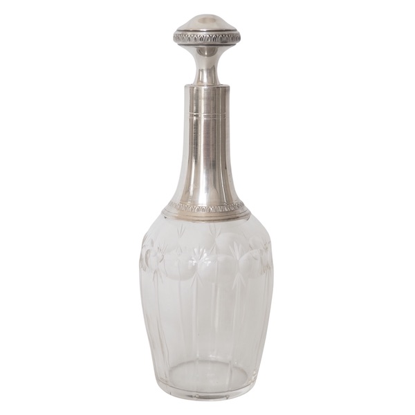 Carafe à liqueur en cristal de Baccarat, monture de style Empire en argent massif - poinçon Minerve