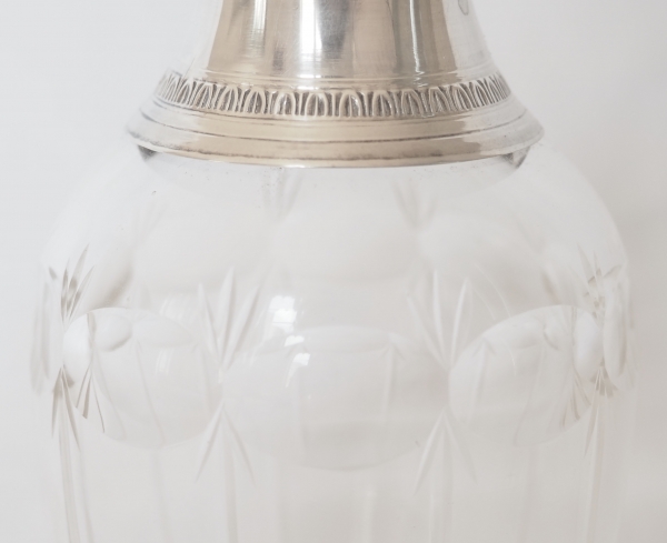 Baccarat crystal and sterling silver liquor bottle - Empire style, late 19th century