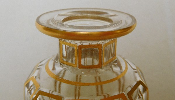 Small Baccarat crystal perfume bottle gilt with fine gold - 12cm