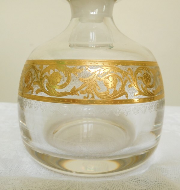 St Louis crystal perfume bottle, Thistle pattern - signed - 14cm