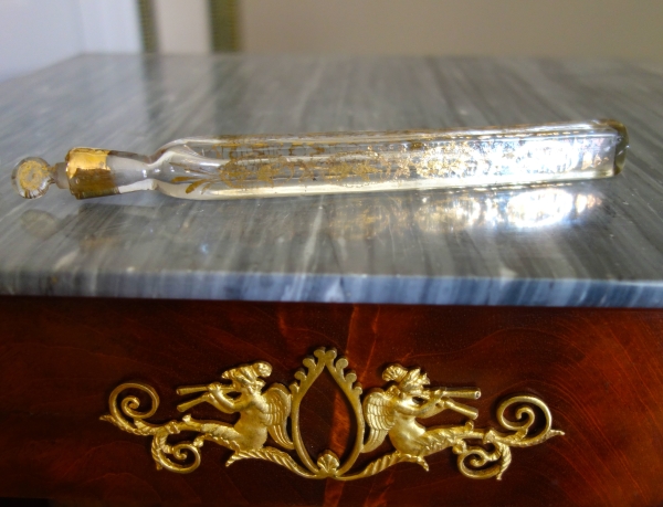 18th century gilt glass perfume bottle for travels