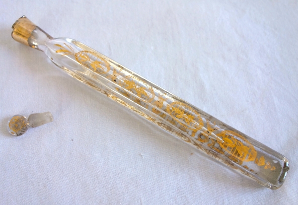 18th century gilt glass perfume bottle for travels