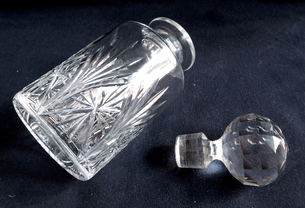 Tall St Louis crystal perfume bottle, cut crystal Sapho pattern - 17.5cm