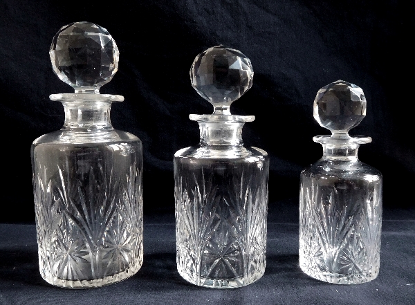Tall St Louis crystal perfume bottle, cut crystal Sapho pattern - 17.5cm